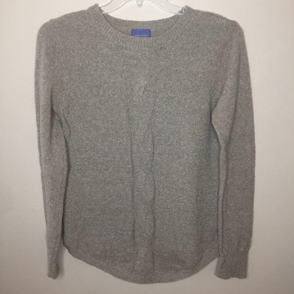 Laura Scott Beige Pullover Cable Heathered Small